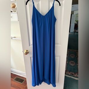 NY Collection Blue Sleeveless Spaghetti Strap Sundress